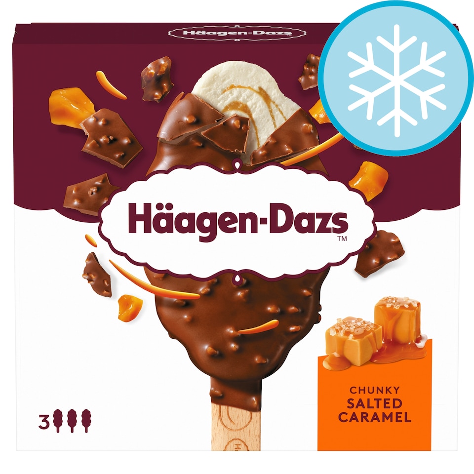 Haagen-Dazs Chunky Salted Caramel Stick Bar Ice Cream 3x80ml