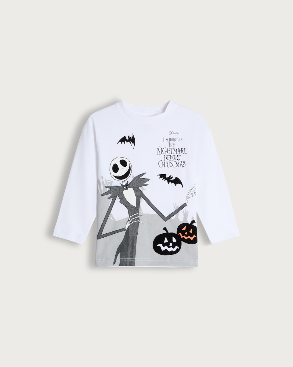 image 1 of Disney The Nightmare Before Christmas Print Pure Cotton Top in White