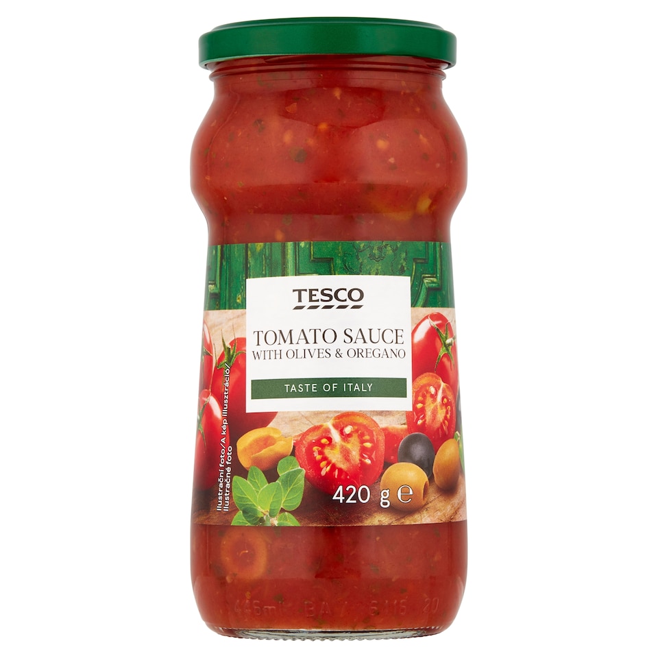 Tesco paradicsomszósz olívabogyóval és oregánóval 420 g