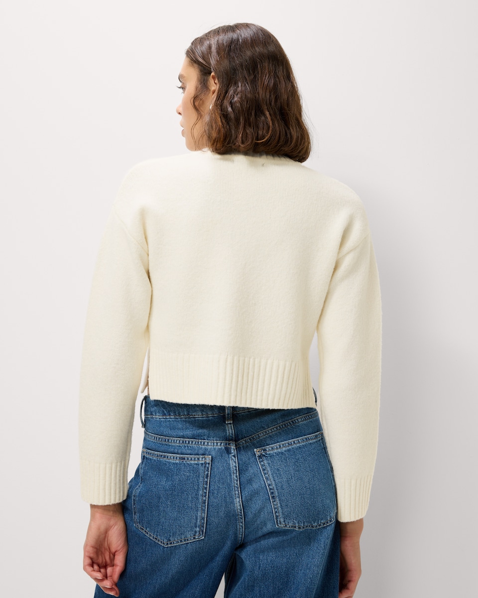 image 1 of F&F Bow Knitted Jumper in Cream