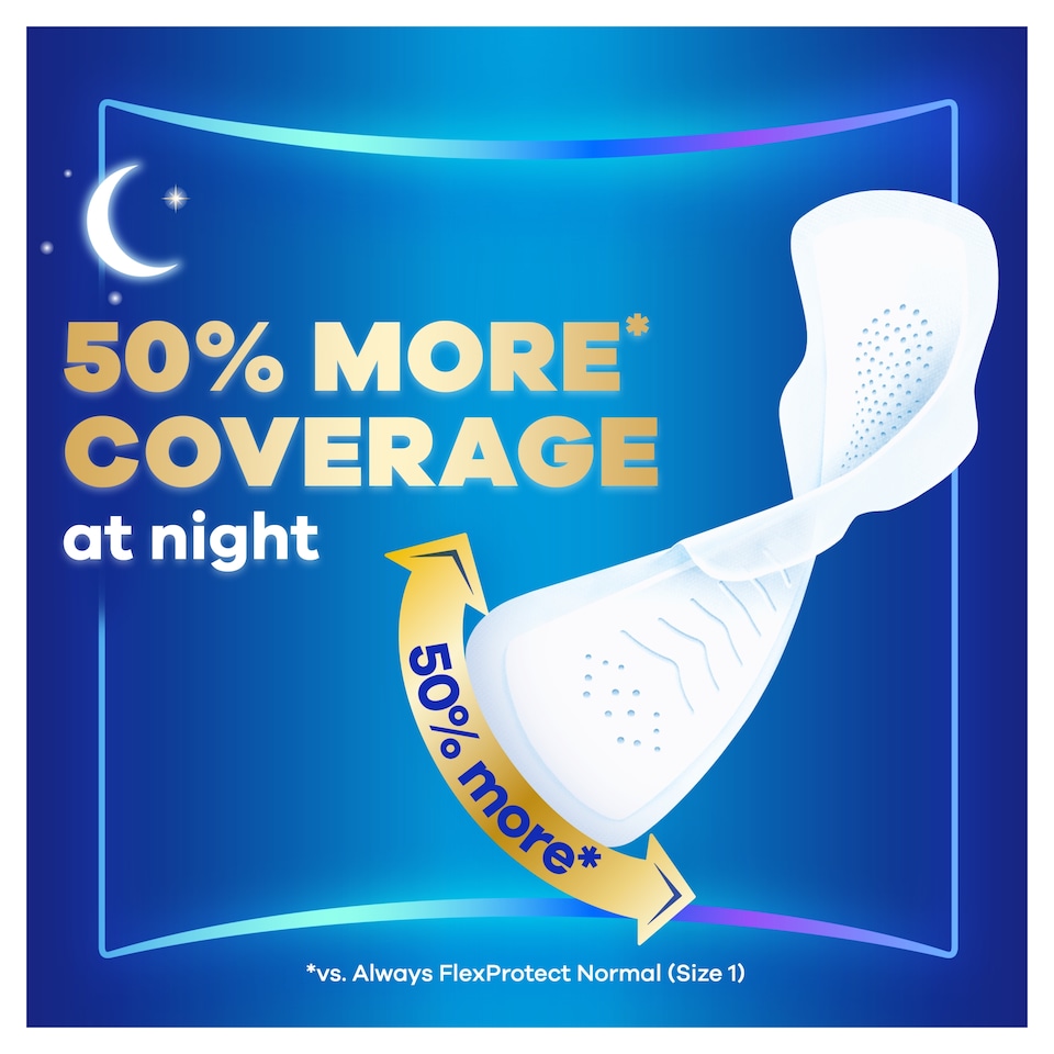 image 1 of Always Infinity Flex Protect 9 Night Extra Sanitary Pads With Wings Size 4