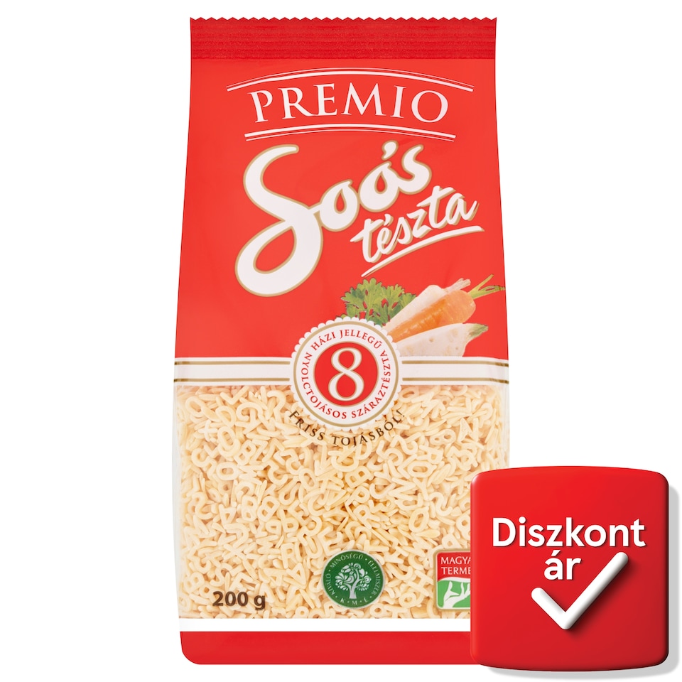 Soós Premio betű házi jellegű 8 tojásos száraztészta 200 g