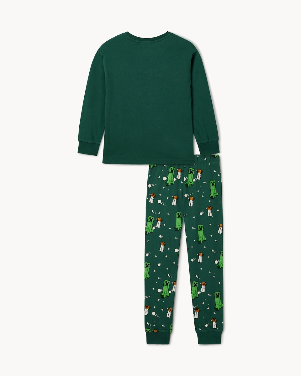 image 1 of Minecraft Pure Cotton Pyjama Set in Green