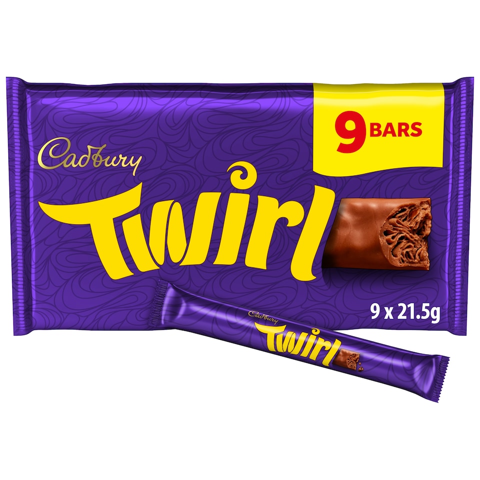 Cadbury Twirl Chocolate Bar 9 Pack Multipack 193.5g