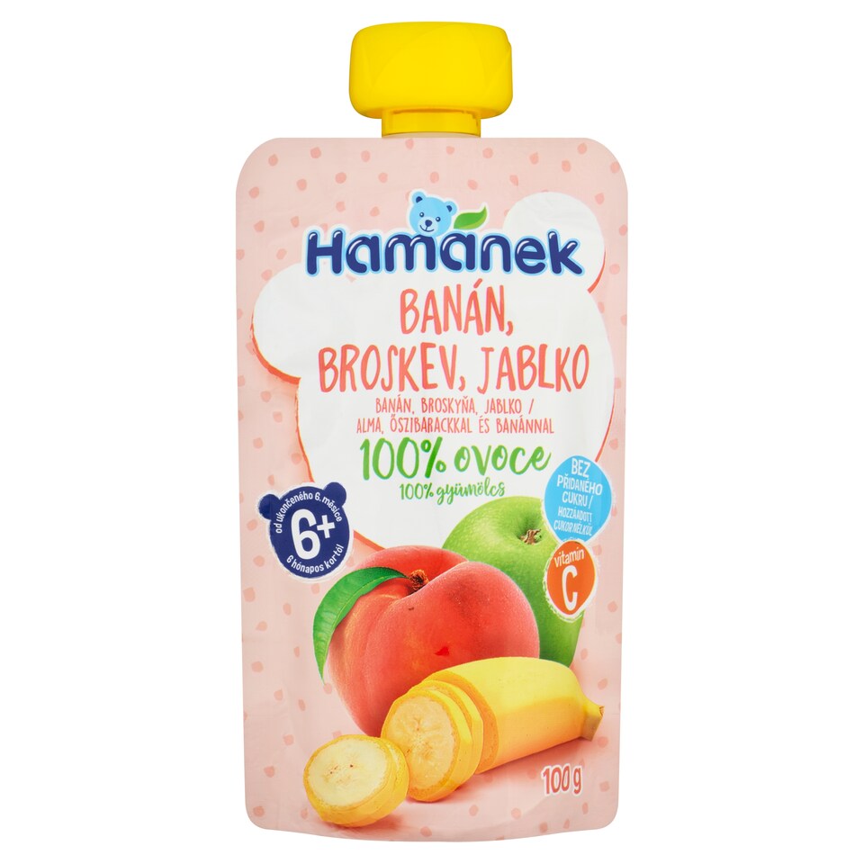 obrázok 1 z Hamánek Banán, broskyňa, jablko 100 g