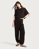 image 1 of F&F Textured Ruched Sleeve Balloon Hem Top in Chocolate