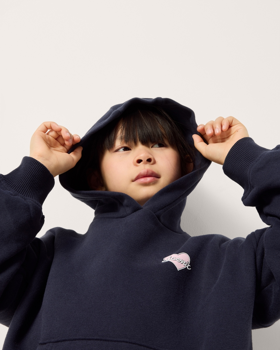 image 1 of F&F Girls Cotton Rich Iconic Hoodie in Navy