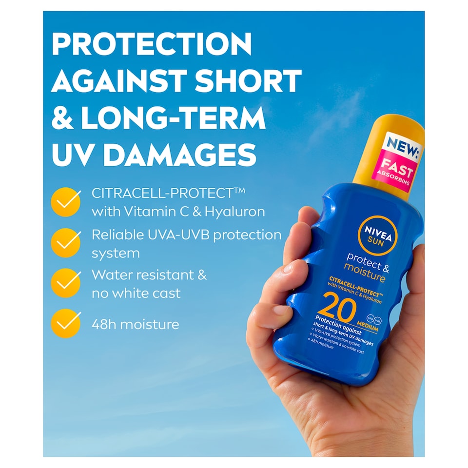 image 1 of NIVEA SUN Protect & Moisture Sun Cream Spray SPF20 200ml