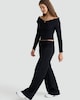 image 1 of OH ME OH MY Cotton Rich Ribbed Foldover Waist Co-ord Trousers in Black