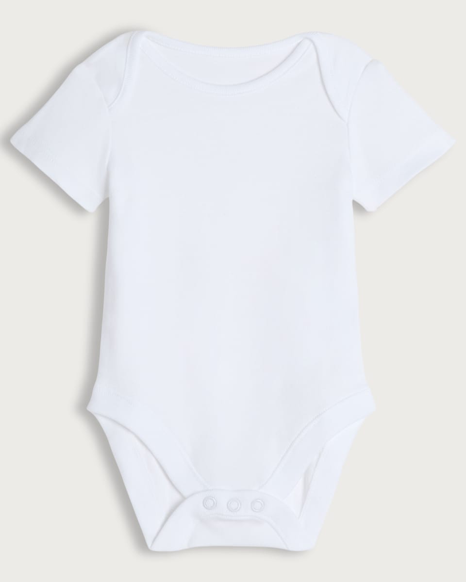 image 1 of F&F Baby 10-Pack Pure Cotton Short Sleeved Bodysuits in White