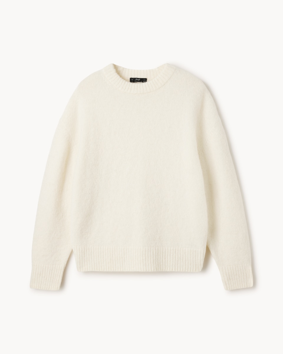 image 1 of F&F Alpaca Wool Blend Crew Neck Jumper in Cream