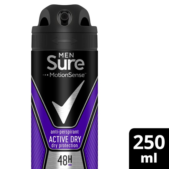 Sure Men Active Dry Antiperspirant Deodorant 250Ml Tesco Groceries