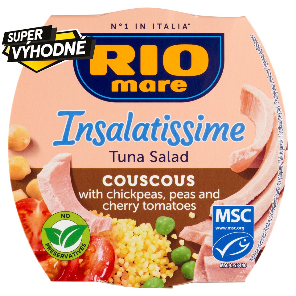Obrázek 1 pro produkt Rio Mare Insalatissime Hotový pokrm z kuskusu, tuňáka, zeleniny a cizrny 160g