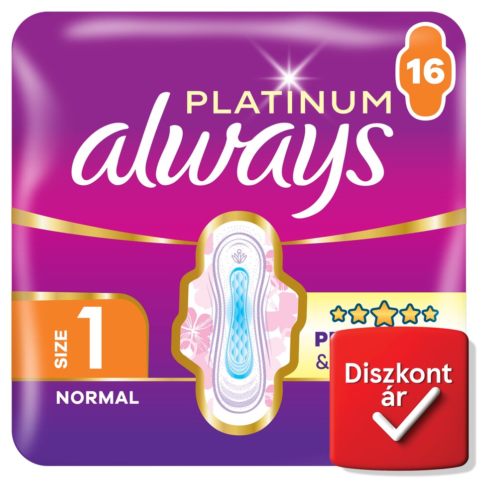Always Platinum Egészségügyi Betét Normal (1-es méret), 16 db Betét  1. kép