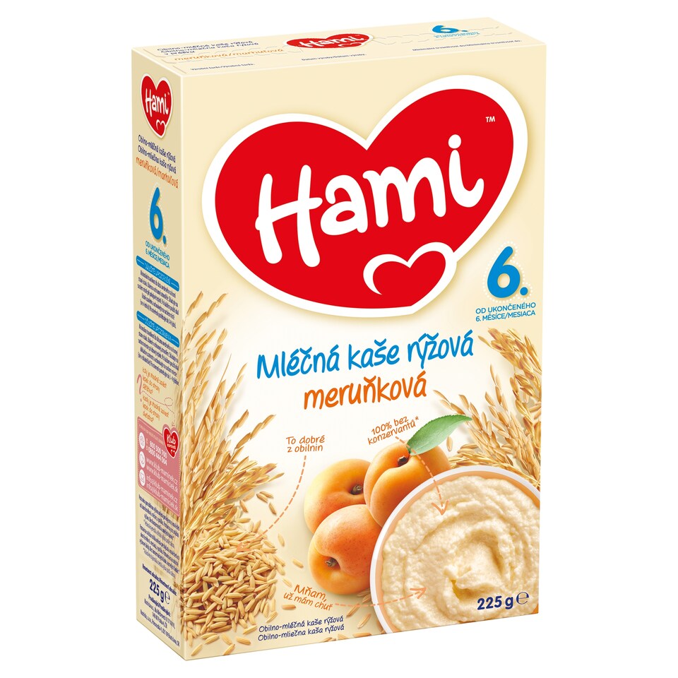 Hami mléčná kaše rýžová meruňková 225g
