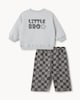 image 2 of F&F Baby 2-Piece Cotton Rich Little Bro Sweatshirt & Trouser Set in Grey