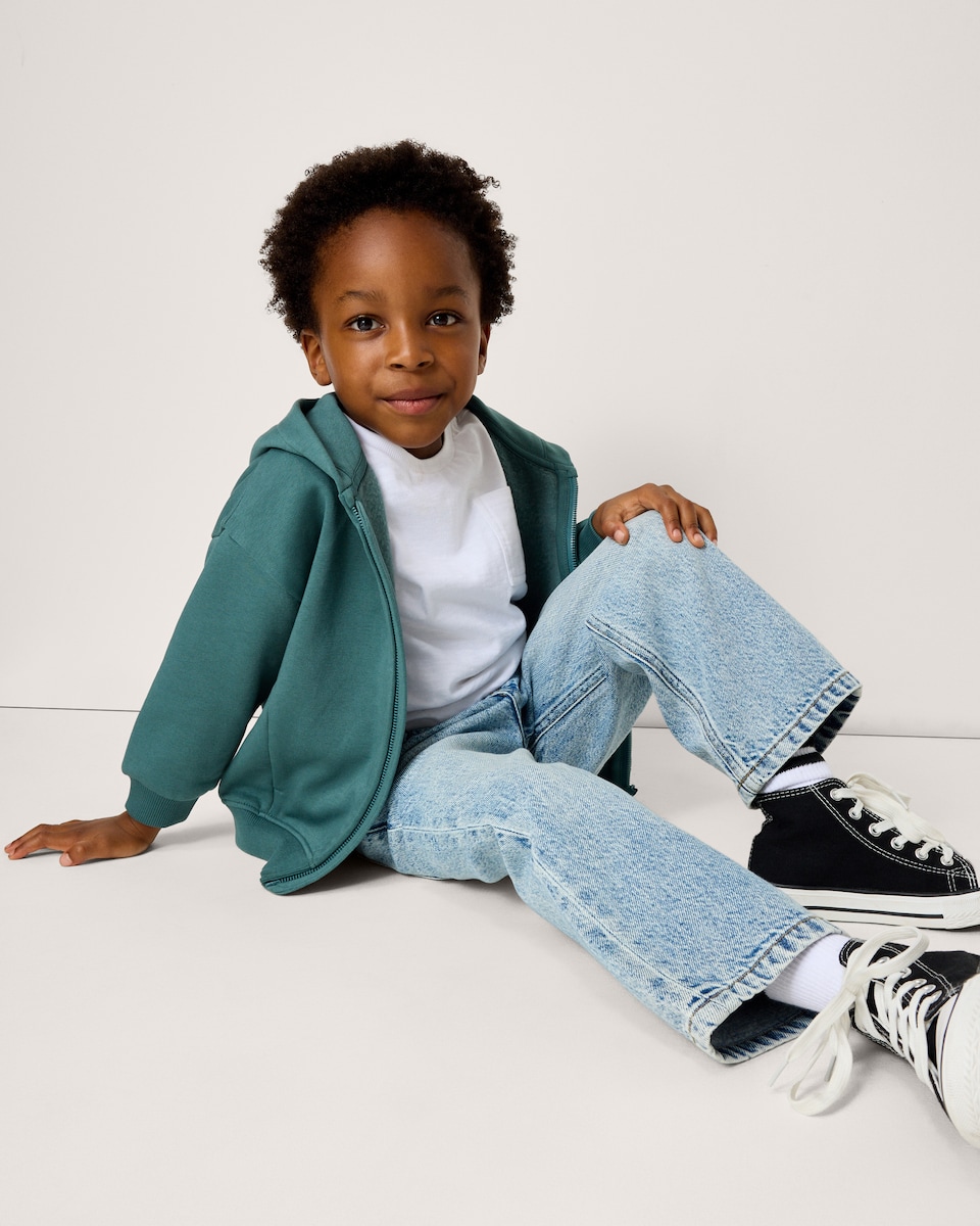 image 1 of F&F Boys Pure Cotton Wide Leg Jeans in Blue