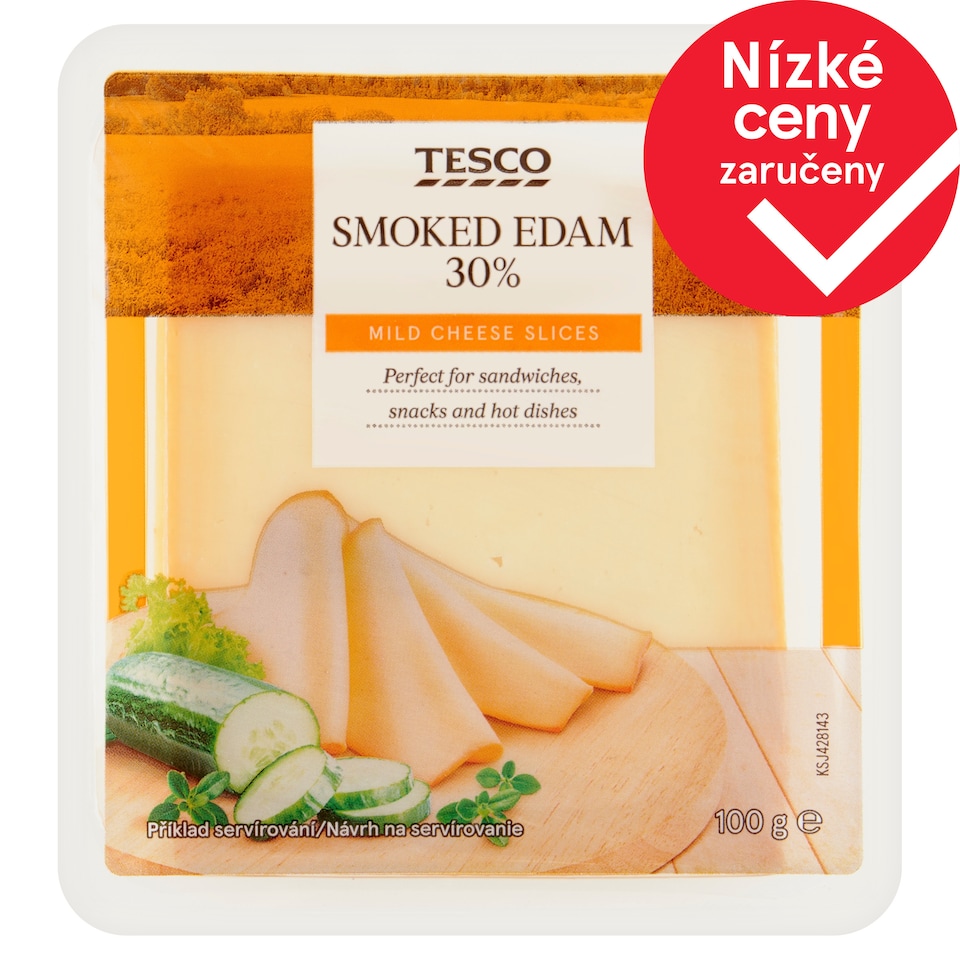Tesco Polotvrdý polotučný uzený sýr plátky 100g