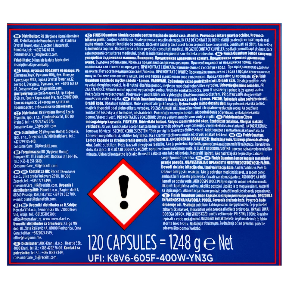 Obrázek 1 pro produkt Finish Powerball Quantum All in 1 Lemon kapsle do myčky nádobí 120 ks 1248g