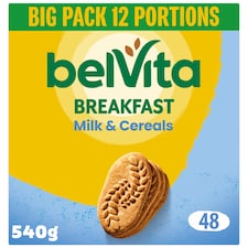 BelVita Breakfast Biscuits Milk & Cereals Snack Bars 12 Pack Multipack 540G