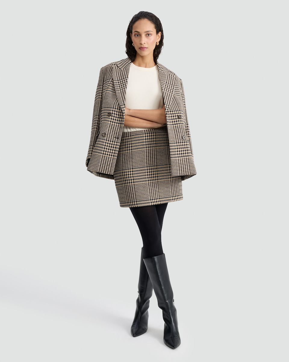 image 1 of The F&F Edit Houndstooth Print Mini Skirt in Grey