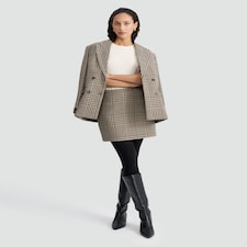 The F&F Edit Houndstooth Print Mini Skirt in Grey