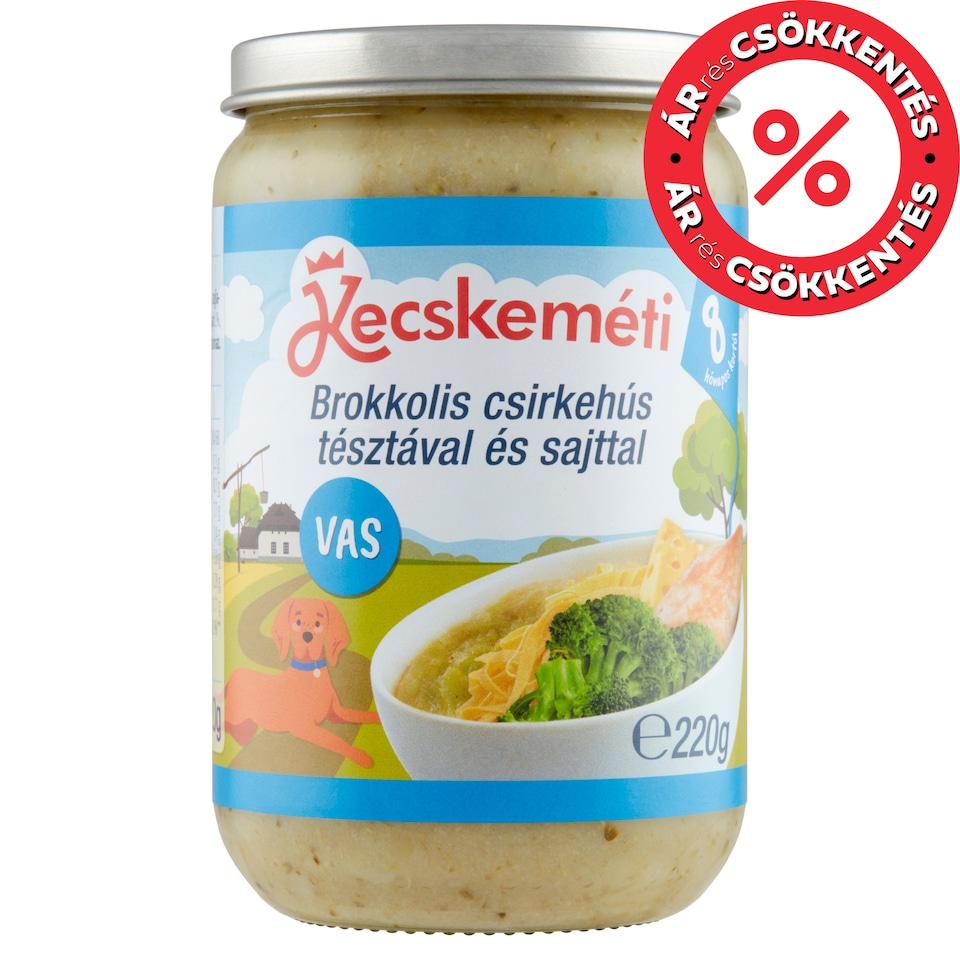 Kecskeméti brokkolis csirkehús tésztával és sajttal bébiétel 8 hónapos kortól 220 g