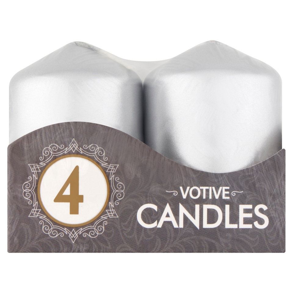 Votive Candles Silver Metallic 4 ks