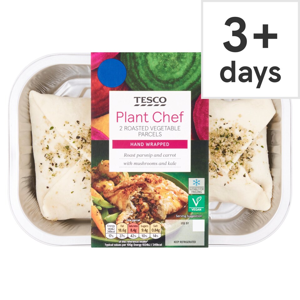 Tesco Plant Chef 2 Roasted Vegetable Parcels 300G Tesco Groceries