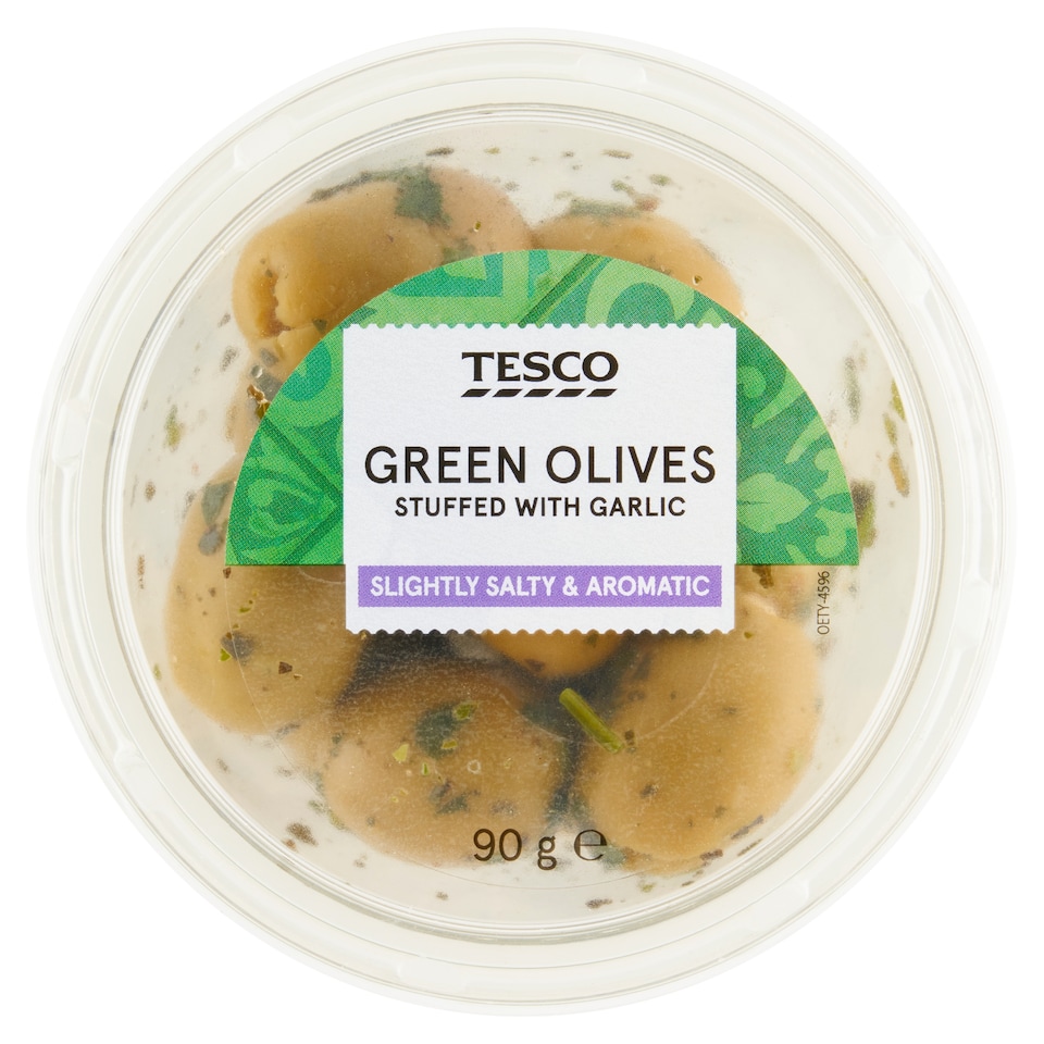 Tesco Green Olives stuffed with Garlic 90 g