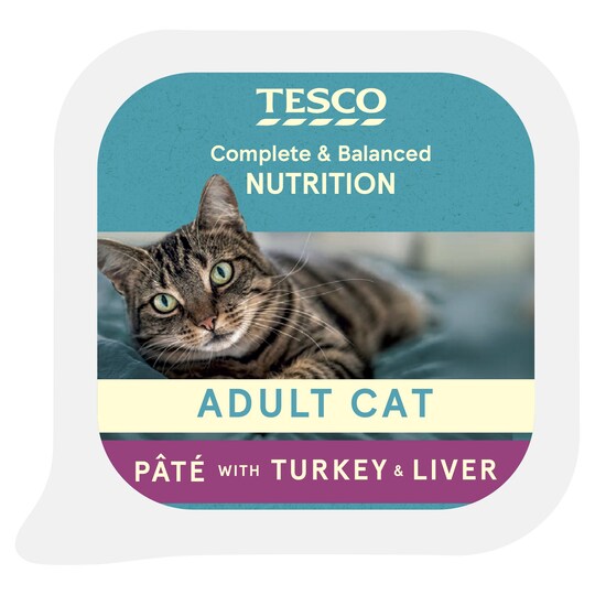 Tesco Adult Cat Pate With Turkey & Liver 100G Tesco Groceries