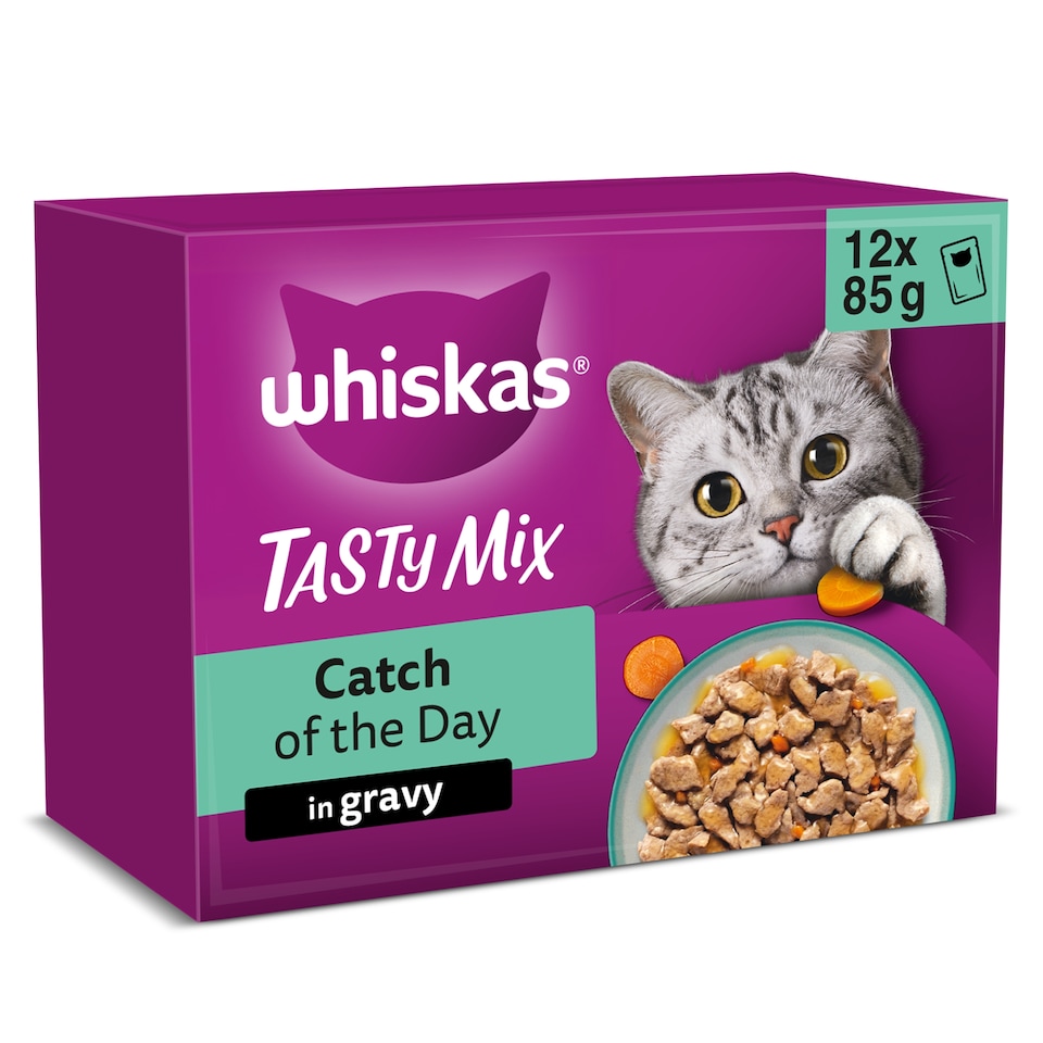 image 1 of Whiskas Tasty Mix Catch Of The Day In Gravy 12X85g