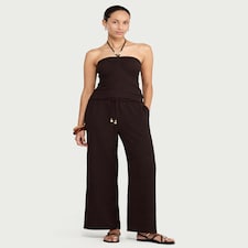 F&F Textured Wide Leg Co-ord Trousers in Brown