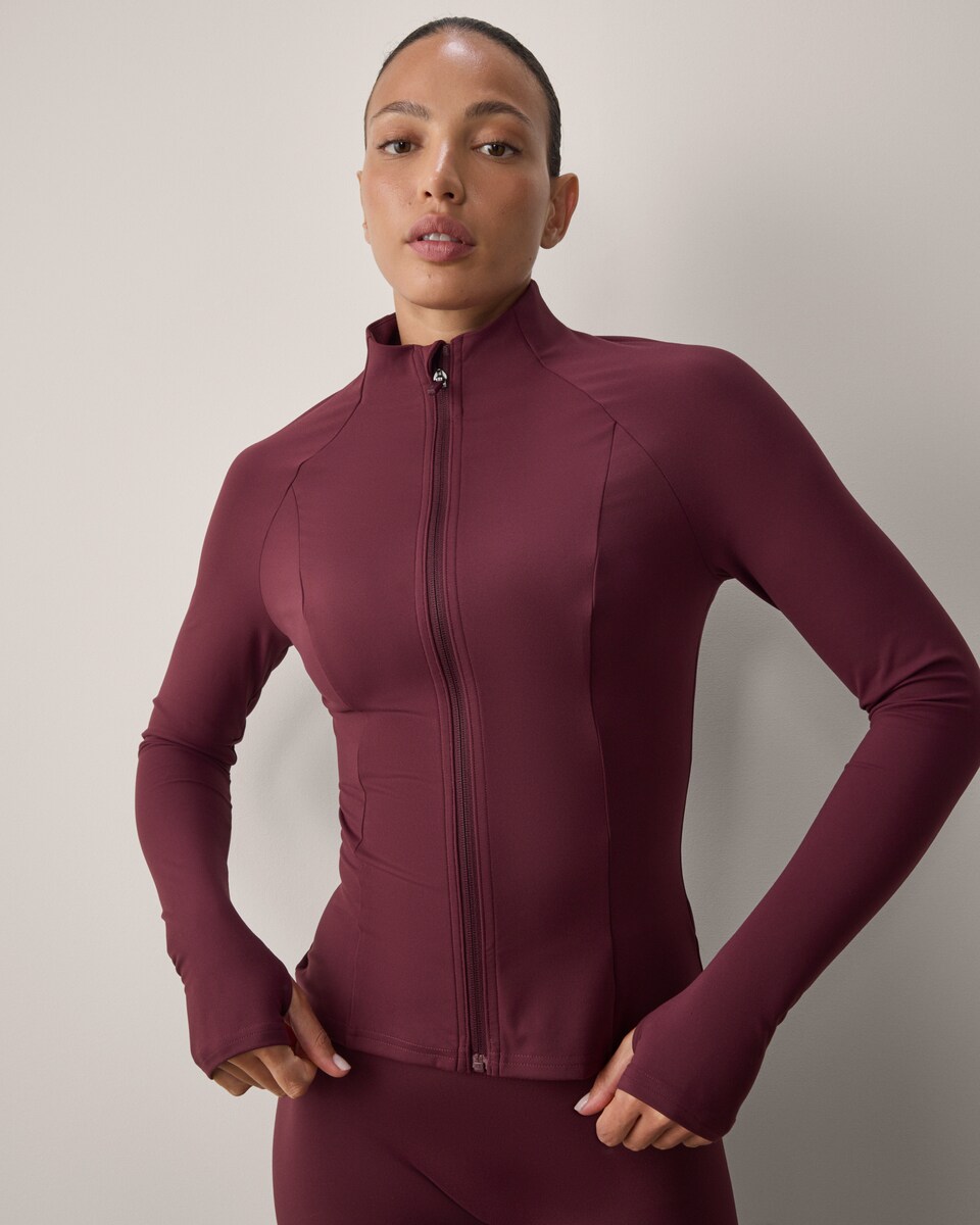 image 1 of F&F Active Zip Up Jacket in Burgundy