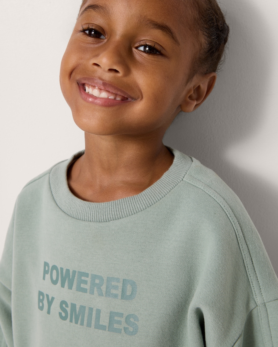 image 1 of F&F Boys 2-Piece Slogan Sweatshirt and Joggers Set in Green