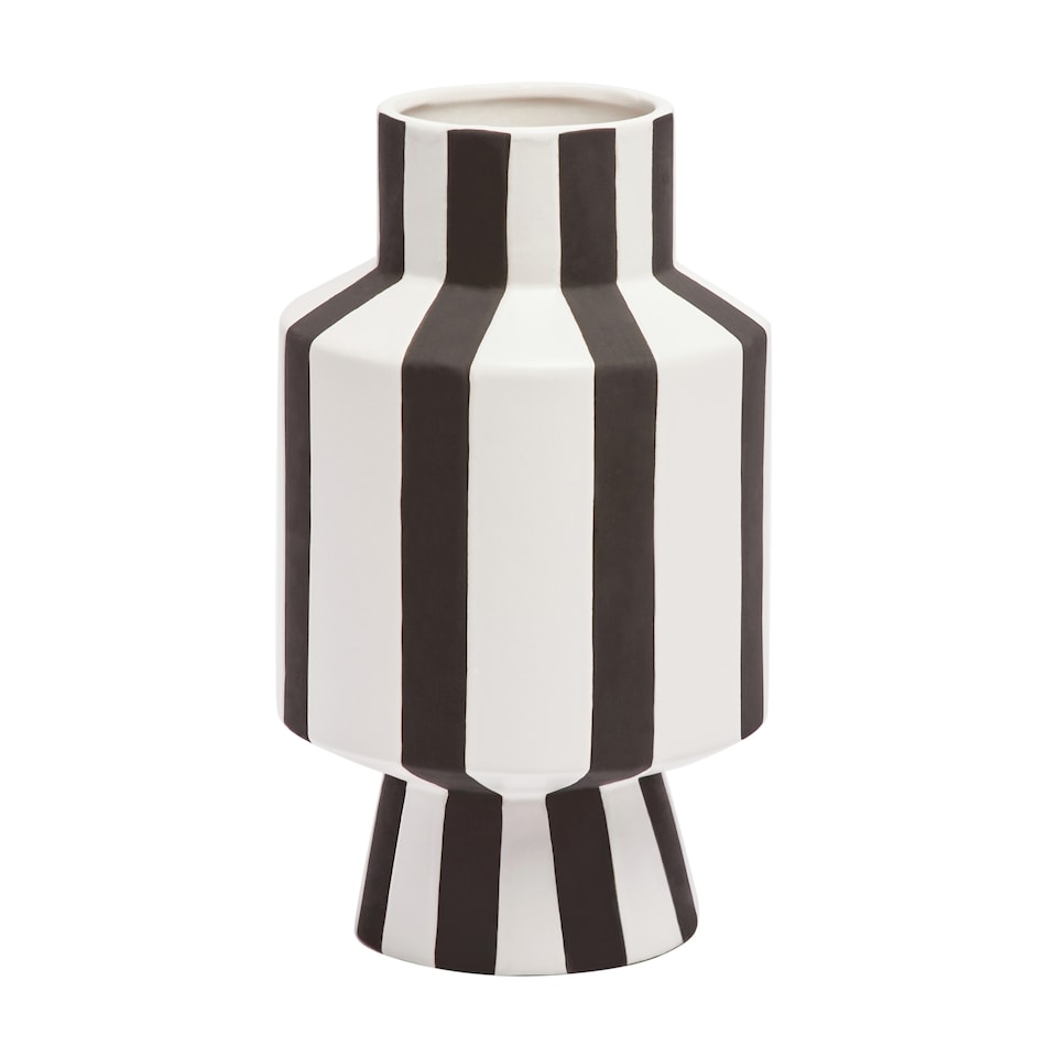 Style Sisters Black & White Stripe Ceramic Vase