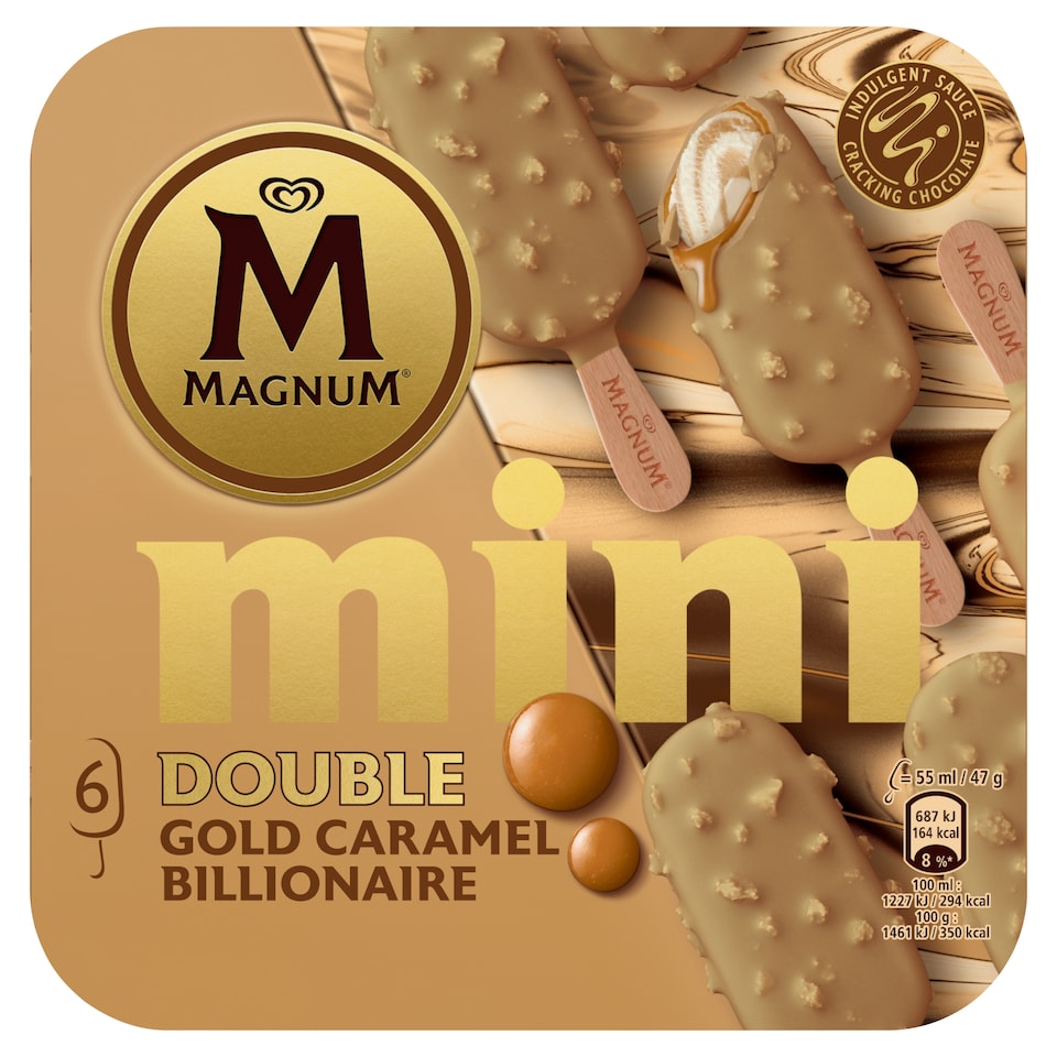 image 1 of Magnum Mini Double Gold Caramel Billionaire 6 x 55ml (330ml)