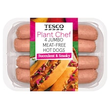 Tesco Plant Chef 4 Jumbo Meat-Free Hot Dogs 320g