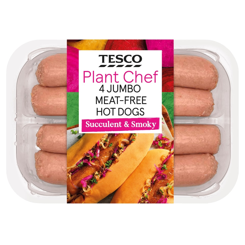 Tesco Plant Chef 4 Jumbo Meat-Free Hot Dogs 320g