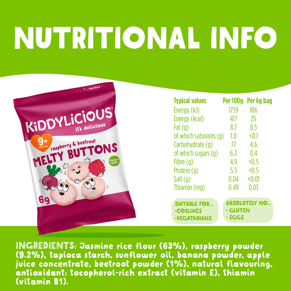 image 1 of Kiddylicious Buttons Raspberry & Beetroot 6G