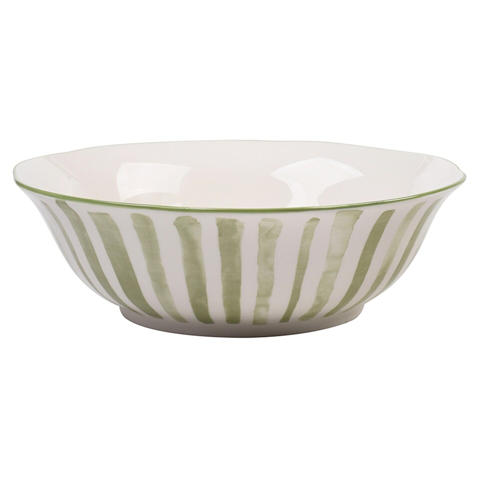 F&F home stripe serve bowl spring green 