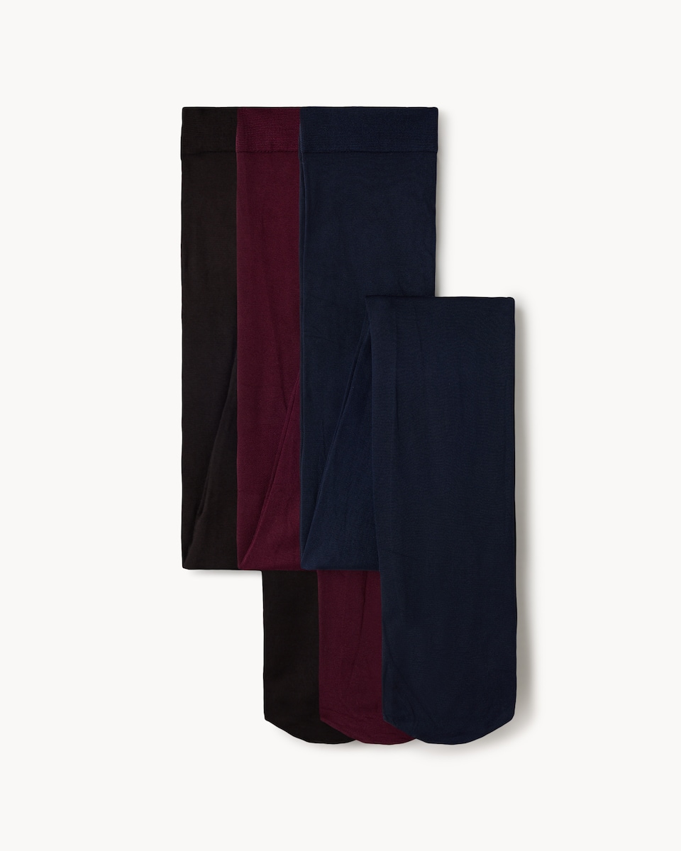 image 1 of F&F 3-Pack 60 Denier Opaque Tights in Multi