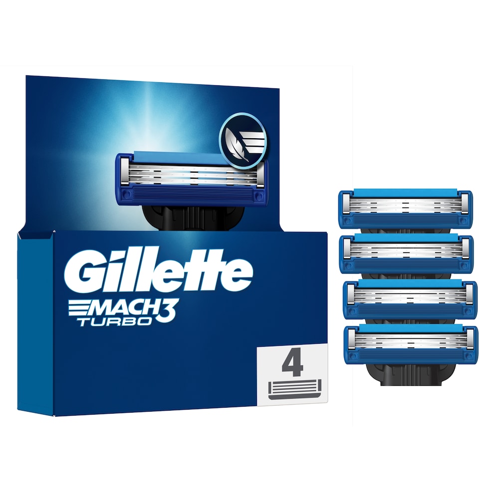 image 1 of Gillette Mach 3 Turbo Razor Blades Refill 4 Pack