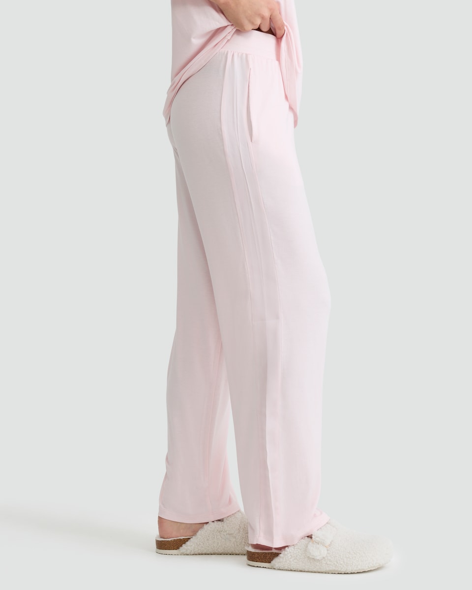 image 1 of F&F Wide Leg Drawstring Pyjama Bottoms in Pink