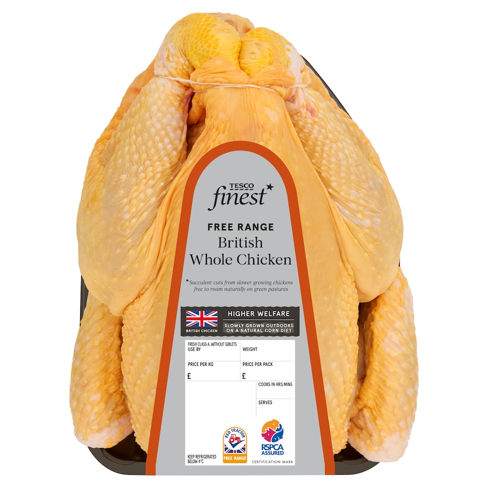 Tesco Finest British Free Range Corn Fed Whole Chicken 1kg-2.3kg