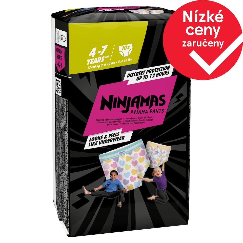 image 1 of Ninjamas Pyjama Pants Hearts, 10 Pyjama Pants, 7 Years, 17kg-30kg