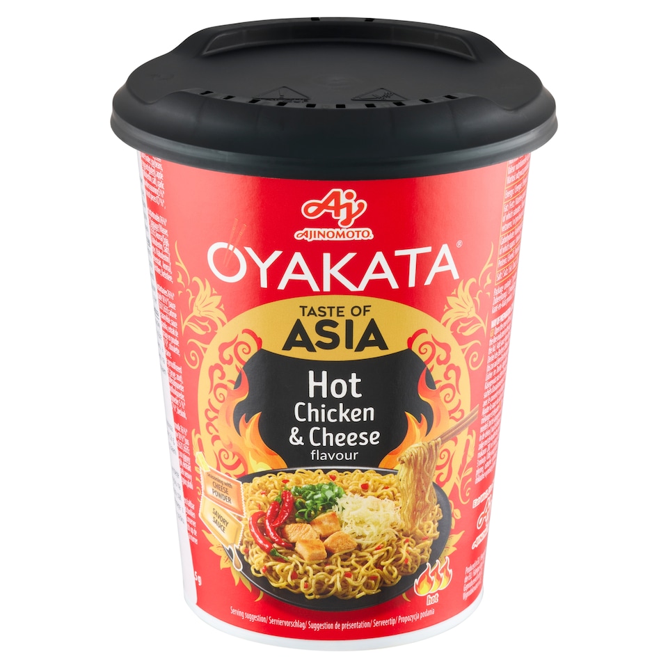 Obrázek 1 pro produkt Oyakata Instantní pokrm s omáčkou a nudlemi příchuť pálivé kuře a sýr 97g