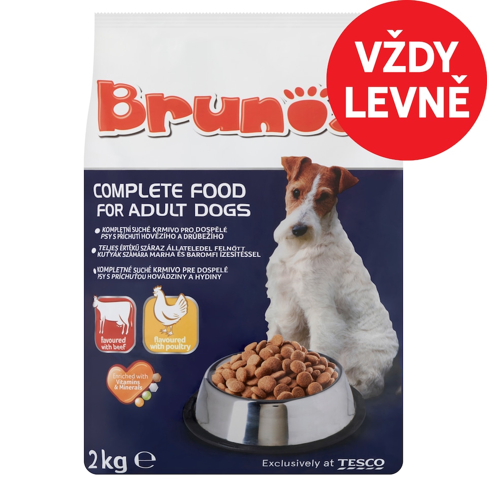 Brunos Complete Dry Food for Adult Dogs with Beef and Poultry Flavour 2kg