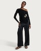 image 1 of F&F Textured Gold Buckle Asymmetric Hem Top in Black