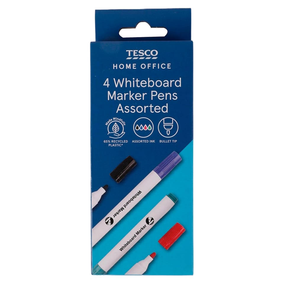 image 1 of Tesco Whiteboard Markers Asstd 4 Pack Millimetre